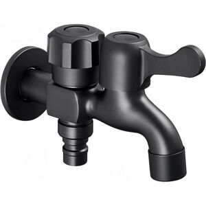 Alwaysh - Double Outlet Washing Machine Faucet, Brass Washing Machine Faucet, Black Outdoor Garden Faucet, Double Outlet Sink Faucet, Black