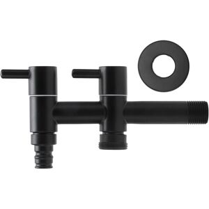 Alwaysh - Double Switch Faucet, Wall Mounted Single Cold Water Faucet Stainless Steel Extended Sink Faucet for Bathroom Washing Machine