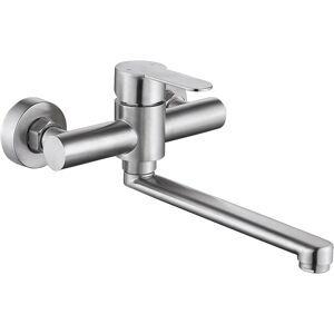 Alwaysh - Wall Mounted Kitchen Faucet Sink Mixer Tap 360° Swivel Kitchen Faucet 304 Stainless Steel, Brushed