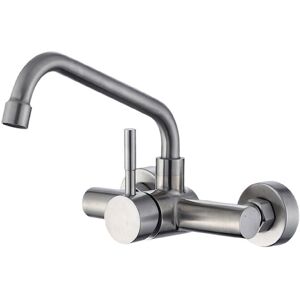 Alwaysh - Wall Mounted Kitchen Sink Faucet, 304 Stainless Steel Kitchen Mixer Tap, Kitchen Faucet with Rotatable Spout