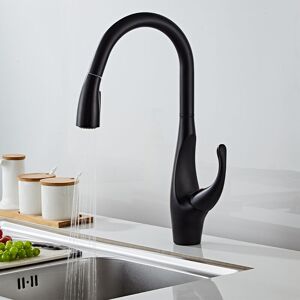 Kitchen Faucet with Pull Out Spray High Arc Kitchen Mixer Tap 304 Stainless Steel Sink Mixer Tap,Matte Black,SHUNLI - Alwaysh
