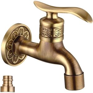 SHUNLI Antique Brass Lever Handle Bathroom Wall Mounted Faucet for Laundry Room, Outdoor Garden Hose, Single Cold Water Tap