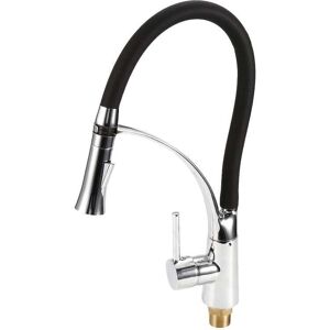 ZVD Aqrau Kitchen Faucet, Hot and Cold Kitchen Mixer Tap, with Pull-Out Spray Black Silver