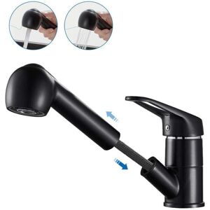 ZVD Auralum Black Kitchen Faucet with 50CM Pull-Out Sprayer 2-Spray Kitchen Mixer Tap Hot and Cold Water Kitchen Sink Mixer Tap