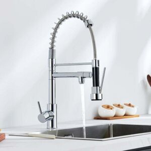 ZVD Auralum Kitchen Faucet Pull-Out Sprayer Dual Spray Kitchen Mixer Tap High Flexible Spout Chrome Brass Sink Faucet