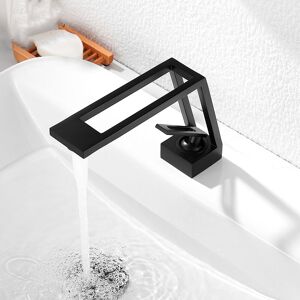 SHUNLI Bathroom Faucet Single Lever Sink Mixer Tap, Modern Sink Faucet, Creative Design Sink Faucets, Matte Black, Ceramic Valve, Adjustable Hot & Cold