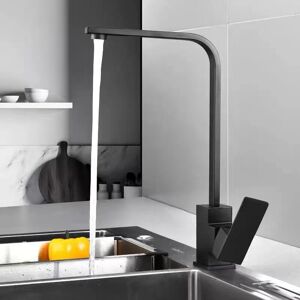 TONCHEAN Black 360° sink mixer with square swivel spout