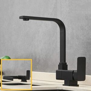 Ymyny - Black folding kitchen faucet, single lever mixer made of brass, foldable mixer tap, 360 degree swivel kitchen sink, hot and cold water