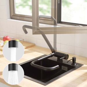 ZVD Black Folding Kitchen Mixer Tap Foldable Kitchen Faucet with 2 Jets to Choose From Kitchen Mixer Tap Under Window with 360° Swivel Spout Folding Sink