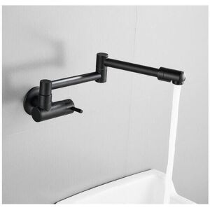CYSLMUK Black Folding Telescopic Concealed Kitchen Faucet, Brass Wall Mounted Faucet, Wall Mounted Mixer, Single Cold Water Outlet-Vanity Sink Faucet