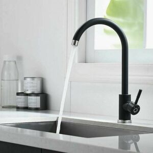 GROOFOO Black kitchen faucet, high arc sink faucet with a handle, stainless steel sink faucet 360 degrees for kitchen rod sinks, black matte