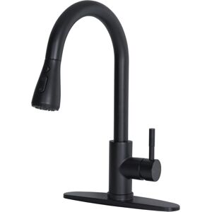 SHUNLI Black Kitchen Faucet, Kitchen Faucet with Pull-Down Sprayer Suitable for Kitchen Sink, Stainless Steel Handle Faucet Suitable
