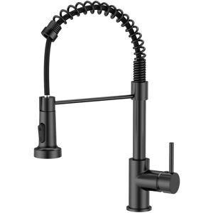 Tinor - Black Kitchen Faucet, Kitchen Mixer Tap with 360° Swivel High Arc Sink Sprayer Pull Down Sprayer 2 Modes