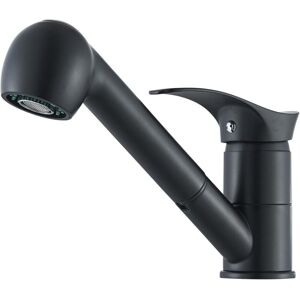 SHUNLI Black Kitchen Faucet Single Handle Kitchen Mixer Tap with Single Lever Sprayer 360° Swivel Faucet for 1 Hole 2 Spray Modes Brass
