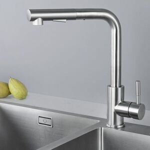 TINOR Black Kitchen Faucet with Pull-Out Spray, Kitchen Mixer Tap with Pull-Out Spray, Brushed 304 Stainless Steel Kitchen Faucet, 360° Rotating Sink Mixer