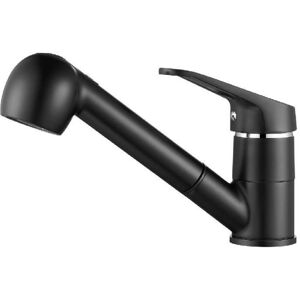 SHUNLI Black Kitchen Faucet with Pull-Out Sprayer, 360° Brass Sink Mixer Tap, Single Hole, Hot and Cold Water, for Kitchen Sink or Washbasin