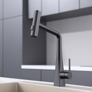 SHUNLI Black Kitchen Faucet with Pull-Out Sprayer, 360° Swivel, 3 Spray Modes, Durable, Modern Design for Kitchen Sink, Easy Installation