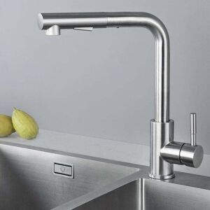 YMYNY Black kitchen faucet with shower, kitchen mixer with pull-out shower, kitchen faucet made of brushed stainless steel 304, 360° rotating sink mixer,