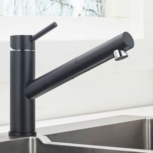 Black Kitchen Faucet with Sprayer, 360° Rotatable Pull-Out Sink Mixer Tap, Adjustable Hot and Cold Faucet in SS304 Stainless Steel - Ccykxa