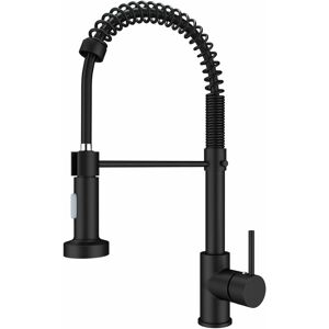 Zamery - Black Kitchen Sink Tap Kitchen Sink Mixer tap with Solid Brass Commercial Single Handle Single Hole Pull Down Sprayer Swivel Sprayer Mixer