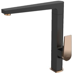 Invena - Black/Rose Gold Tall Kitchen Mixer Tap Sink Mounted Square