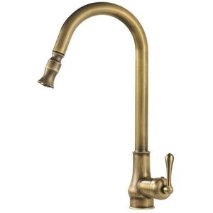 Linghhang - Brass Kitchen Faucet Pull Out Kitchen Faucets Black Faucets Single Hole Swivel Hot