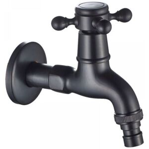 CYSLMUK Brass Washing Machine Faucet with G1/2 Sink Spout - Antique Mop Faucet with Cross Handle for Garden Sink (Black)