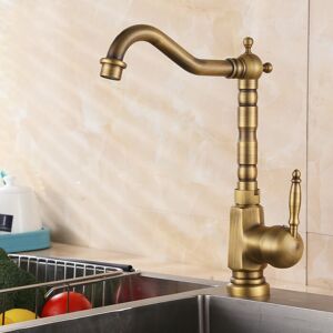 Bronze Faucet Retro Basin Mixer Tap Kitchen Sink Faucet Hot and Cold Water Adjustable with 3/8 Hose - Ccykxa