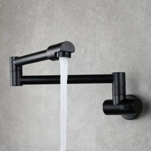 Pull Down Kitchen Faucet Wall Mounted, Kitchen Sink Mixer Tap Multi-Function Cold Water Tap Nozzle 360 Swivel Kitchen Faucets-Black - Ccykxa