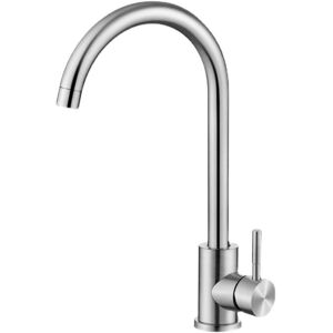 LINGHHANG ColdStart Kitchen Faucet, Single Handle Hot and Cold Mixer Tap, 360° Rotation, High Water Outlet, Stainless Steel