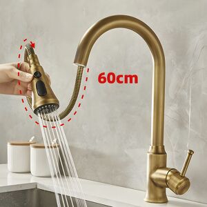 SJQKA Elegant Copper Kitchen Faucet, Antique Style, 360° Rotation, Dual Control for Hot/Cold Temperature, Three Water Modes - Optimized Design for Comfort