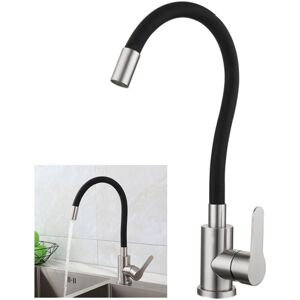 TINOR Flexible Kitchen Faucet High Swivel Spout Freely Flexible Sink Mixer Tap Brushed Stainless Steel and Black Single Hole Sink Faucet Hot and Cold Water
