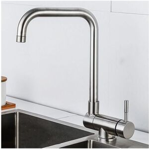 IKODM Foldable Kitchen Sink Mixer Tap, 1 Hole Kitchen Mixer Tap, Swivel Spout, Stainless Steel Kitchen Faucet, Single Handle, Brushed
