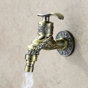 Dewdat - g 1/2&34 Antique brass wall mounted faucet for sink, washing machine, garden faucet, single lever vintage dragon style faucet