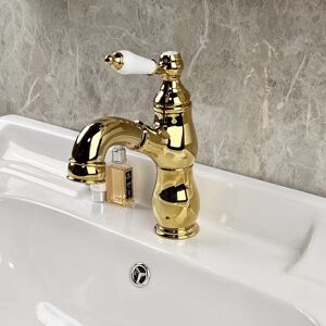 Tonchean - Gold Basin Faucet Kitchen Faucet Kitchen Faucet Tall Elbow Hose Kitchen Sink Faucet Mixer Tap with Pull Out Spray Head Stainless Steel