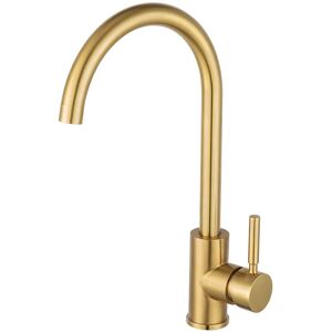 CYSLMUK Gold Kitchen Faucet Stainless Steel Sink Faucet Modern Brass Mixing Faucet for Kitchen or Bathroom Sink Basin Mixer Tap Brush Gold Short(Hose Not