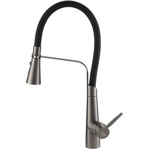 LIVINGANDHOME Grey 304 Stainless Steel+Brass Flexible Silicone Pull-Down Kitchen Faucet