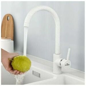 DEWDAT High Spout Kitchen Faucet, Single Handle Sink Mixer Tap, 360° Rotatable, Brass Hot and Cold Water Kitchen Mixer Tap with Detachable Aerator, U-Form,