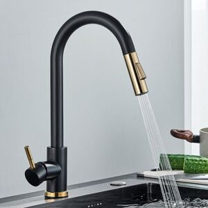 CYSLMUK Kitchen Faucet, 360° Rotatable Kitchen Mixer Tap, Kitchen Faucet with Sprayer, Black Kitchen Mixer Tap with 2 Modes, High Pressure Kitchen Faucet,