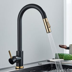 LINGHHANG Kitchen Faucet, 360° Rotatable Kitchen Mixer Tap, Kitchen Faucet with Sprayer, Black Kitchen Mixer Tap with 2 Modes, High Pressure Kitchen Faucet,