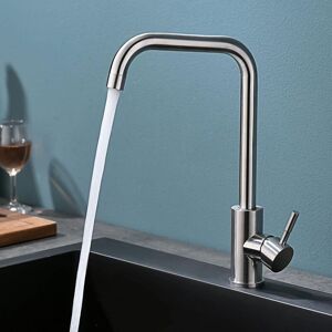 HÉLOISE Kitchen Faucet, 360° Rotatable Single Handle Kitchen Faucet, Single Handle Kitchen Faucet, Stainless Steel, Faucet with pex Hose, Can Adjust Cold and