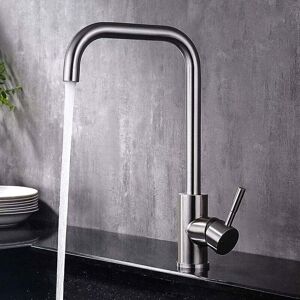 CSPARKV Kitchen Faucet, 360° Rotatable Stainless Steel Faucet, Suitable for Single and Double Sinks, Suitable for Hot and Cold Water, Anti-Fingerprint