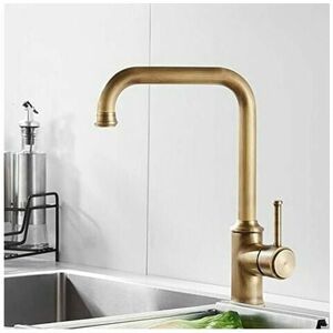 Dewdat - Kitchen Faucet, Antique Brass, Kitchen Mixer with 360° Swivel Spout