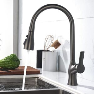 TONCHEAN Kitchen Faucet, High Arc Sink Faucet with Pull Down Sprayer, 360° Rotatable Stainless Steel Mixer Tap, 3 Spray Modes
