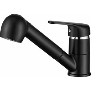 DEWDAT Kitchen Faucet, Kitchen Mixer Tap, Kitchen Faucet With Pull Out Spray, Hot And Cold Water, Single Lever Kitchen Sink Mixer Tap, Black