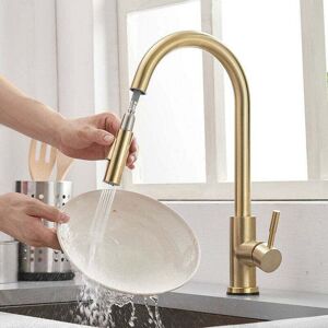 SHUNLI kitchen faucet, kitchen sink mixer tap 360° swivel pull-out spray head, kitchen faucet single handle 2 mode sprayer, spring kitchen faucet brushed