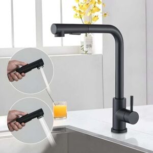 YMYNY Kitchen Faucet - Sink Mixer Tap with Pull Out Spray 360° Swivel Kitchen Taps - BLACK MUMU