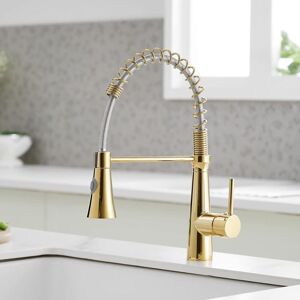 CYSLMUK Kitchen Faucet, Spiral Spring Faucet, 360° Rotatable Kitchen Faucet, Brass Faucet, Golden Faucet - with Water Pipe