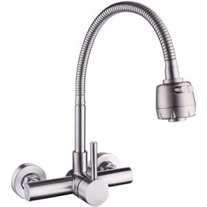 Aiperq - Kitchen Faucet Wall Mounted Mixer Tap 304 Stainless Steel 360° Rotatable Sink Faucet with Flexible Hose