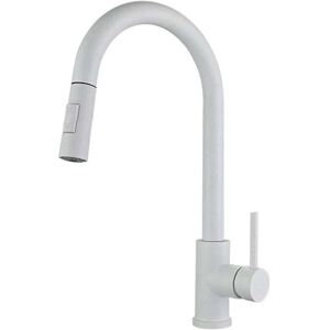 Ymyny - Kitchen Faucet, White, Stainless Steel, High Arc, Pull Down, 360° Swivel, Single Lever Sink Mixer Tap with 2 Modes, Pull Down Kitchen Faucet